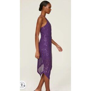 $795 TOCCIN X RTR 8 Dress Purple Sequin Cocktail Sleeveless Asymmetrical